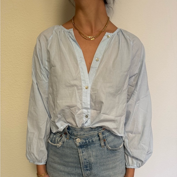 Cali dreaming sky blue dolly shirt. Size Small - Picture 1 of 4